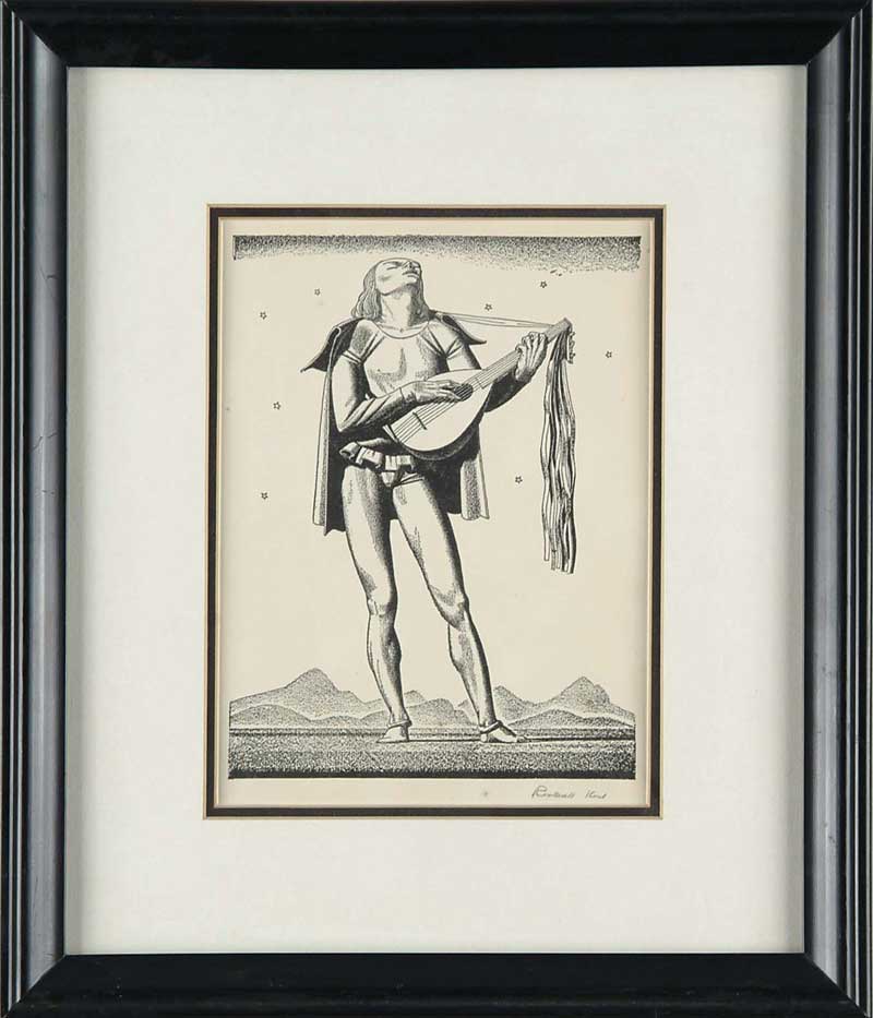 Appraisal: ROCKWELL KENT American - TROUBADOUR Black and white print has