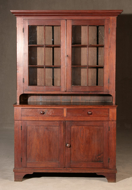 Appraisal: American Walnut Step-Back Cupboard Pennsylvania Mid- th Century In two