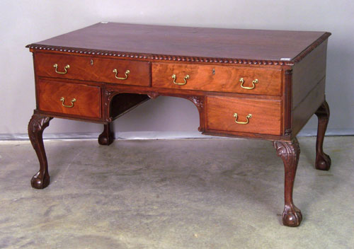 Appraisal: Chippendale style mahogany partners desk early th c h w