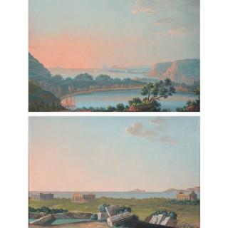 Appraisal: Neapolitan School th th c pair paintings Italian coastal views