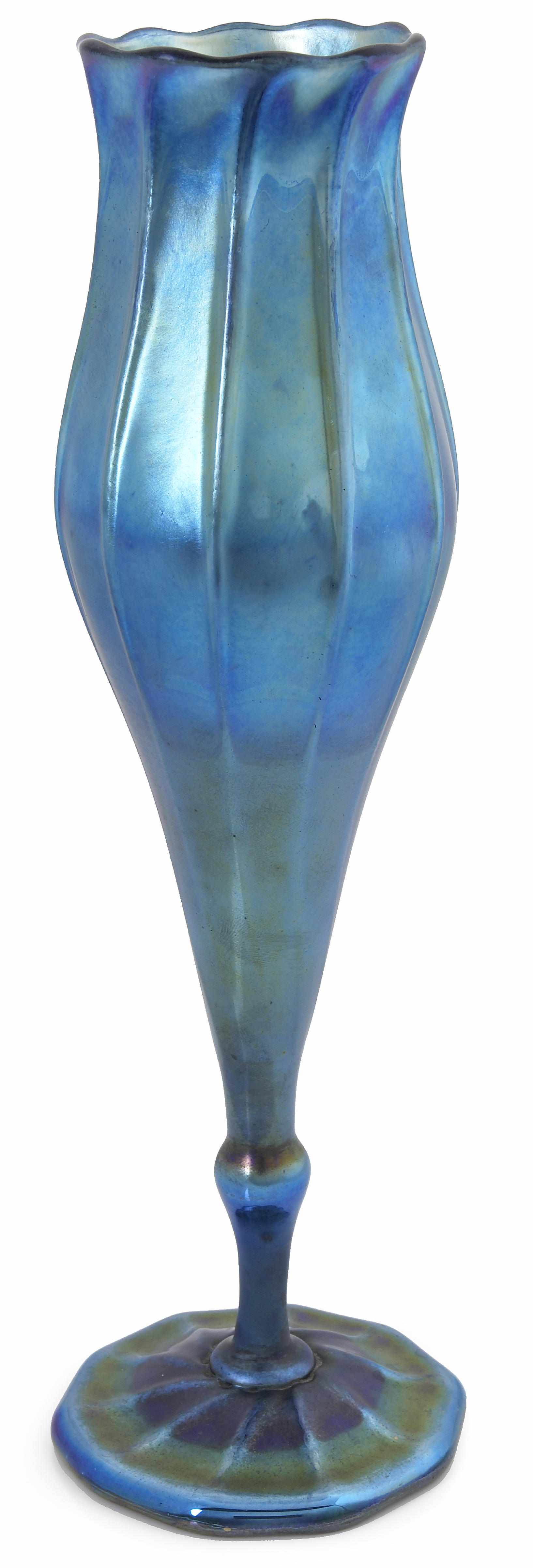 Appraisal: A Tiffany Studios blue Favrile glass floriform vase circa circa