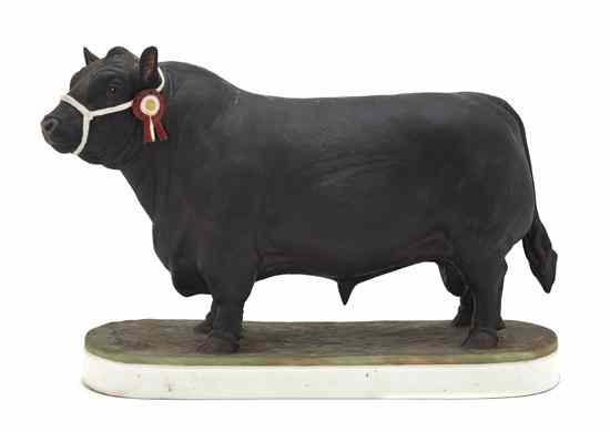 Appraisal: An English Bone China Model of a Bull Doris Lindner