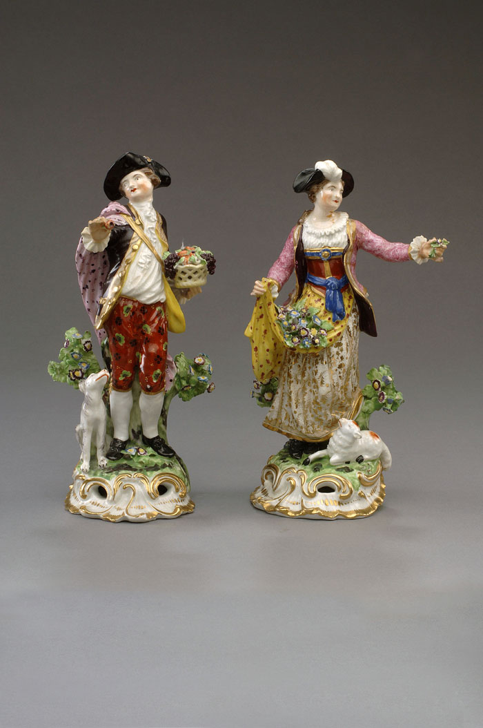 Appraisal: PAIR OF DERBY PORCELAIN FIGURES OF A GARDENER AND COMPANION