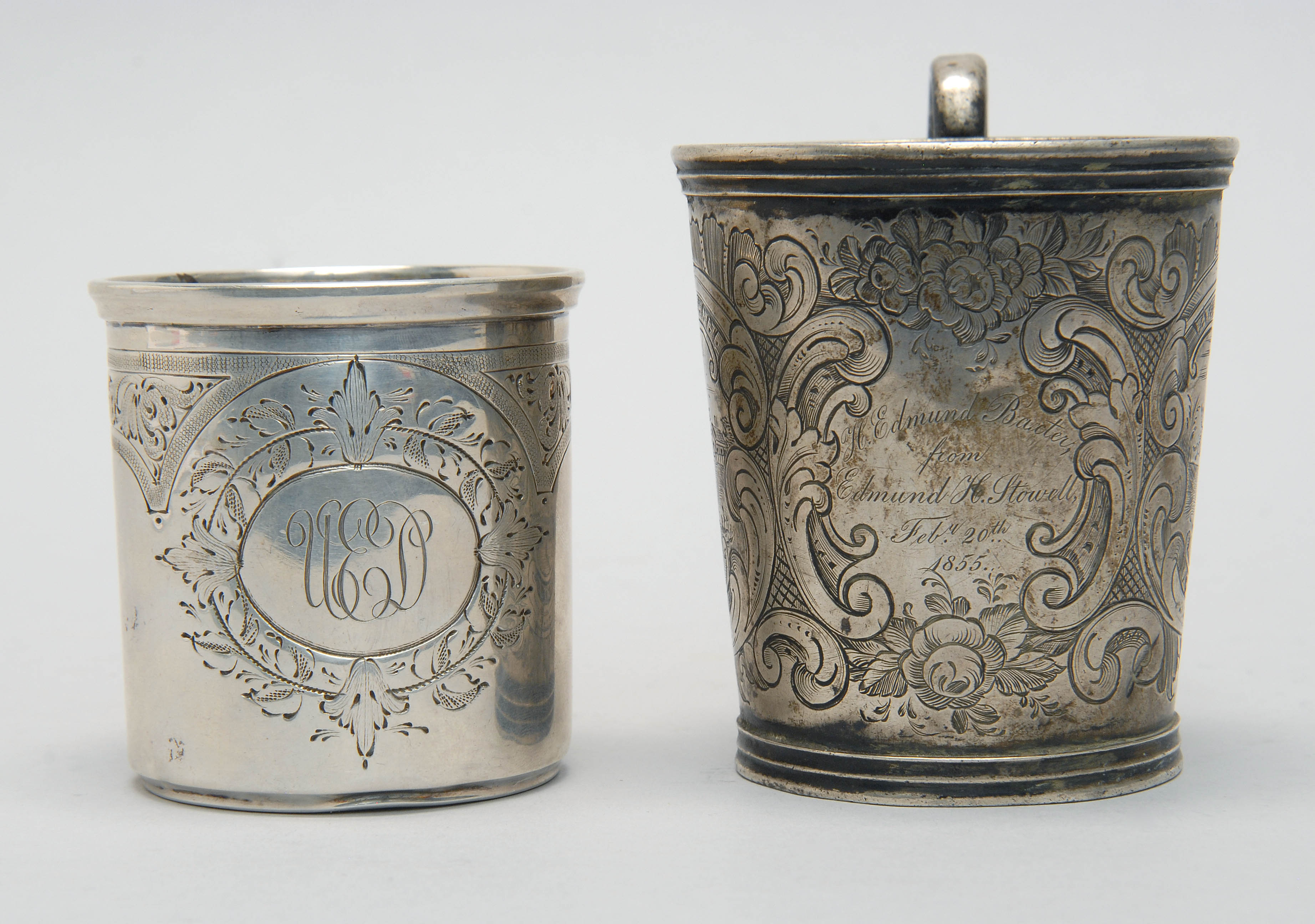 Appraisal: TWO AMERICAN SILVER CUPS A Lincoln Foss coin silver cup