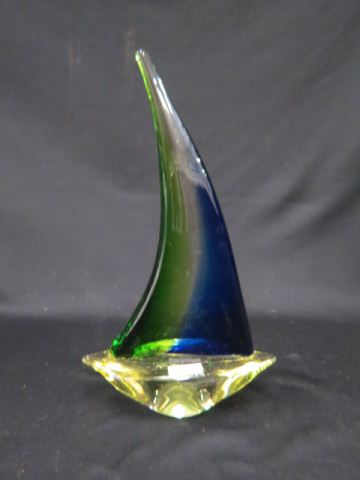 Appraisal: Murano Art Glass Sailboat Figurine rich sapphire and emerald on