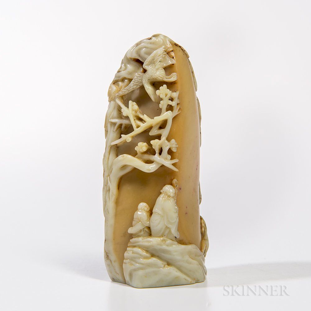 Appraisal: Soapstone Carving of a Craggy Mountain Soapstone Carving of a