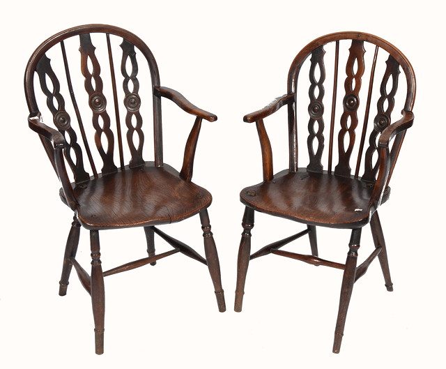 Appraisal: A PAIR OF TH CENTURY YEWWOOD AND ELM ELBOW CHAIRS