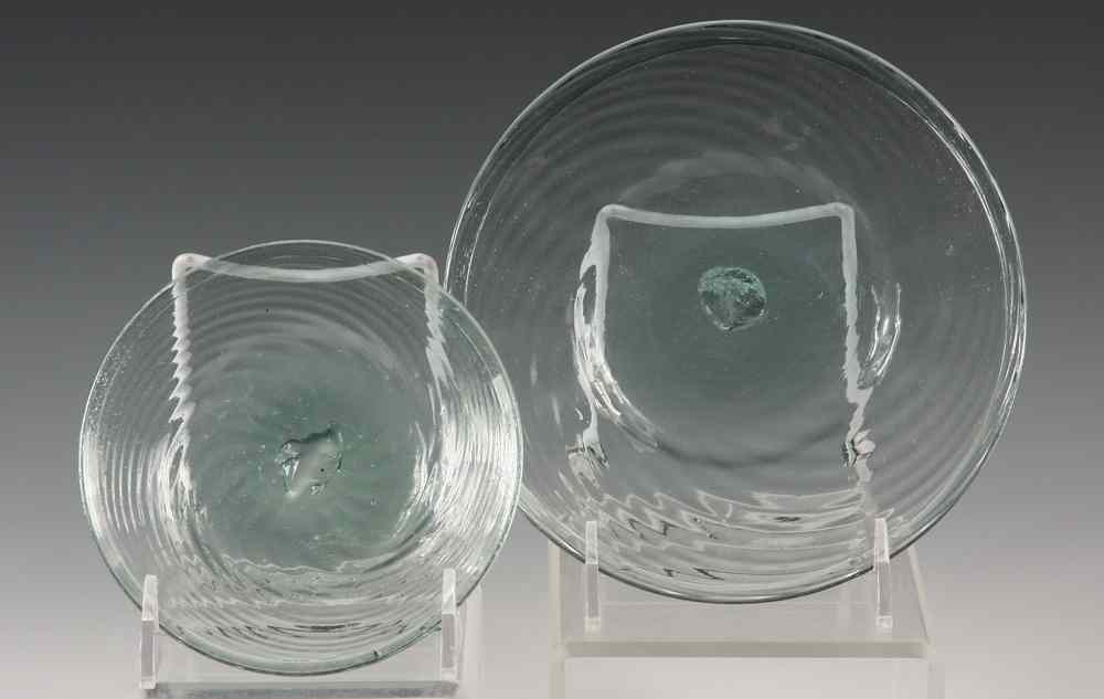 Appraisal: EARLY GLASS PLATES - Two Hand-blown th c Glass Plates