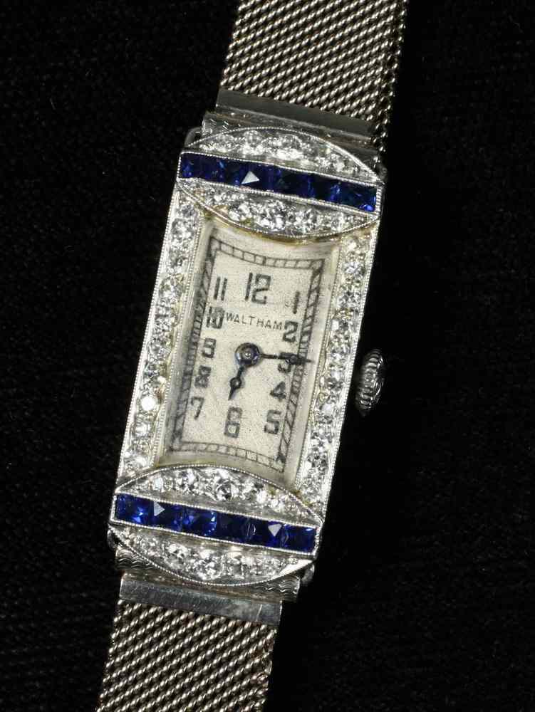 Appraisal: LADY'S WRISTWATCH - Art Deco K white gold diamond and