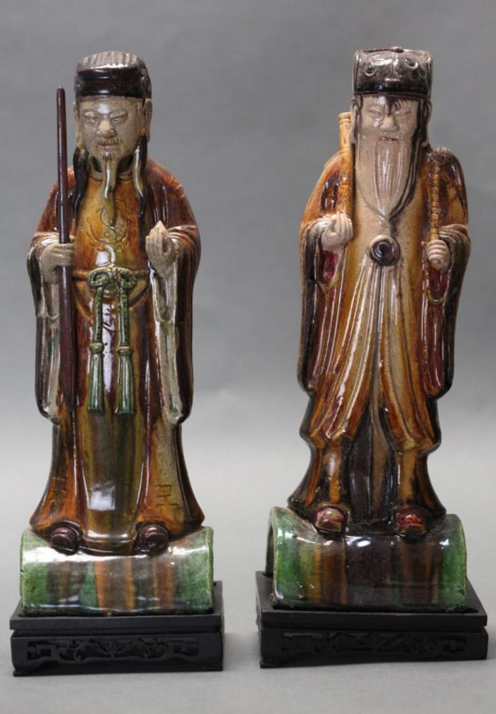 Appraisal: Chinese sancai glazed immortals possibly Qing dynasty taller figure in