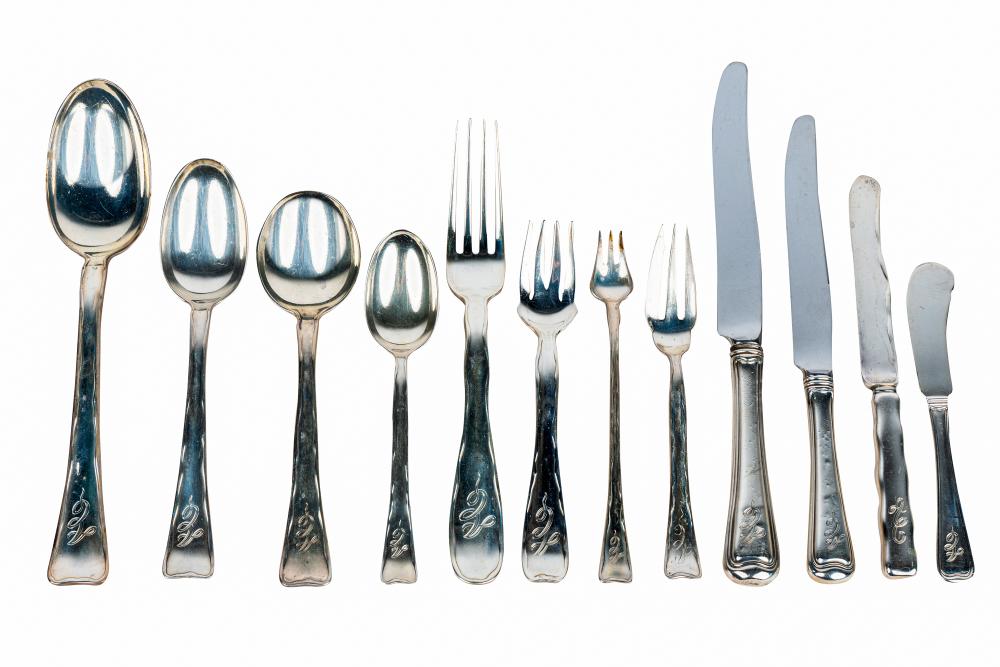 Appraisal: TIFFANY STERLING FLATWARE SERVICE'Lap-Over Edge' pattern marked for Tiffany Co