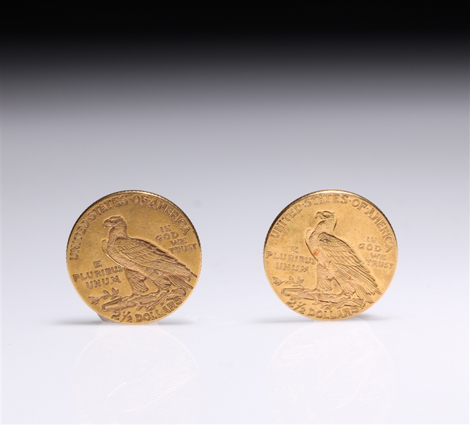 Appraisal: Two antique U S Indian head gold coins one circa