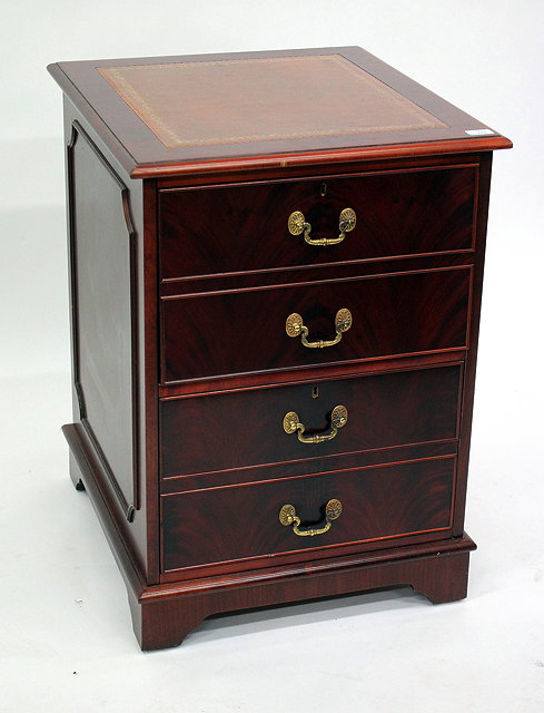 Appraisal: A MODERN MAHOGANY VANEERED TWO DRAWER FILING CABINET with brown