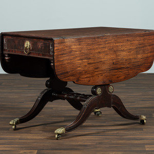 Appraisal: A Classical Brass-Mounted Walnut and Mahogany Pembroke Table Style of