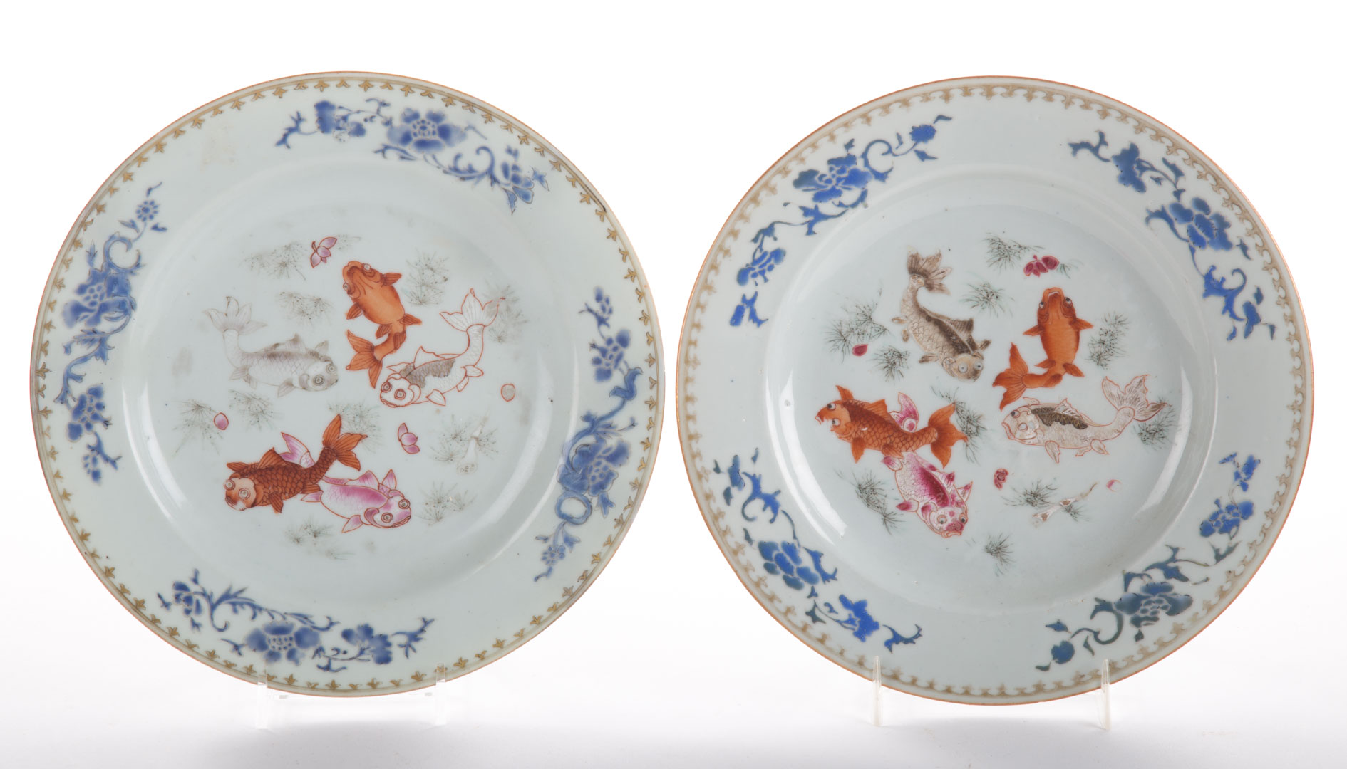 Appraisal: Pair Chinese Export porcelain carp plates circa each having spearhead