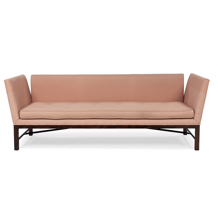 Appraisal: Edward Wormley sofa by Dunbar even-arm form with split angled