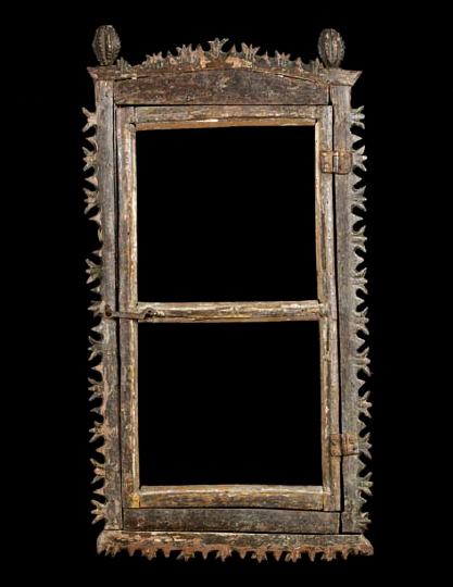 Appraisal: Continental Provincial Carved and Painted Beechwood Cupboard Door Frame fourth