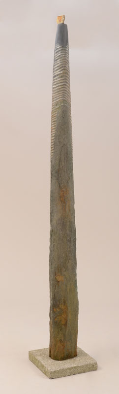 Appraisal: Jacky Besson b Contemporary Sculpture Carved wood with stone head-form