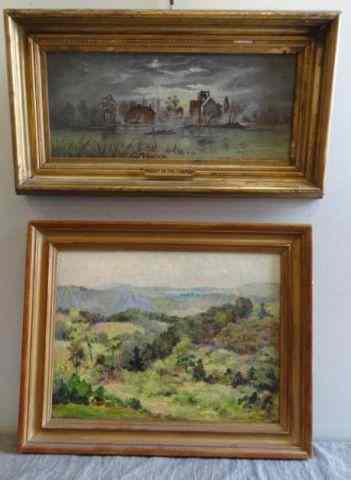 Appraisal: Two Oils THOYER Landscape REEVES Moonlit Scene George M Reeves