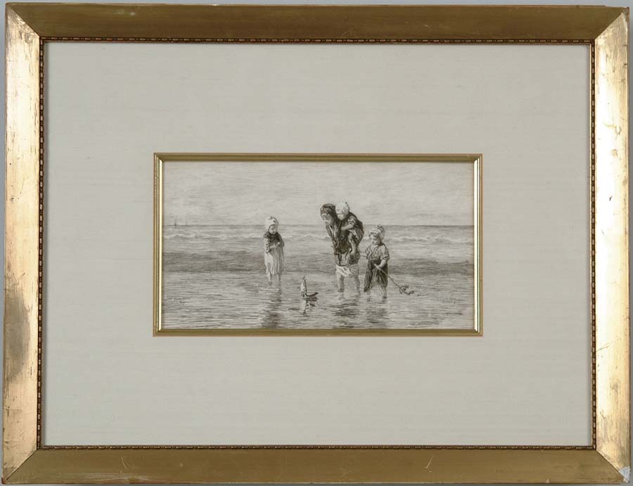 Appraisal: JOSEF ISRAELS Dutch - CHILDREN ON THE BEACH Etching on