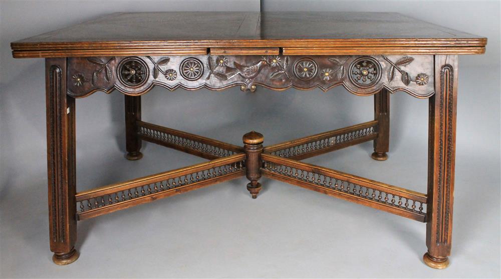 Appraisal: FRENCH BRITTANY PROVINCIAL STYLE CARVED OAK DINING TABLE EN SUITE