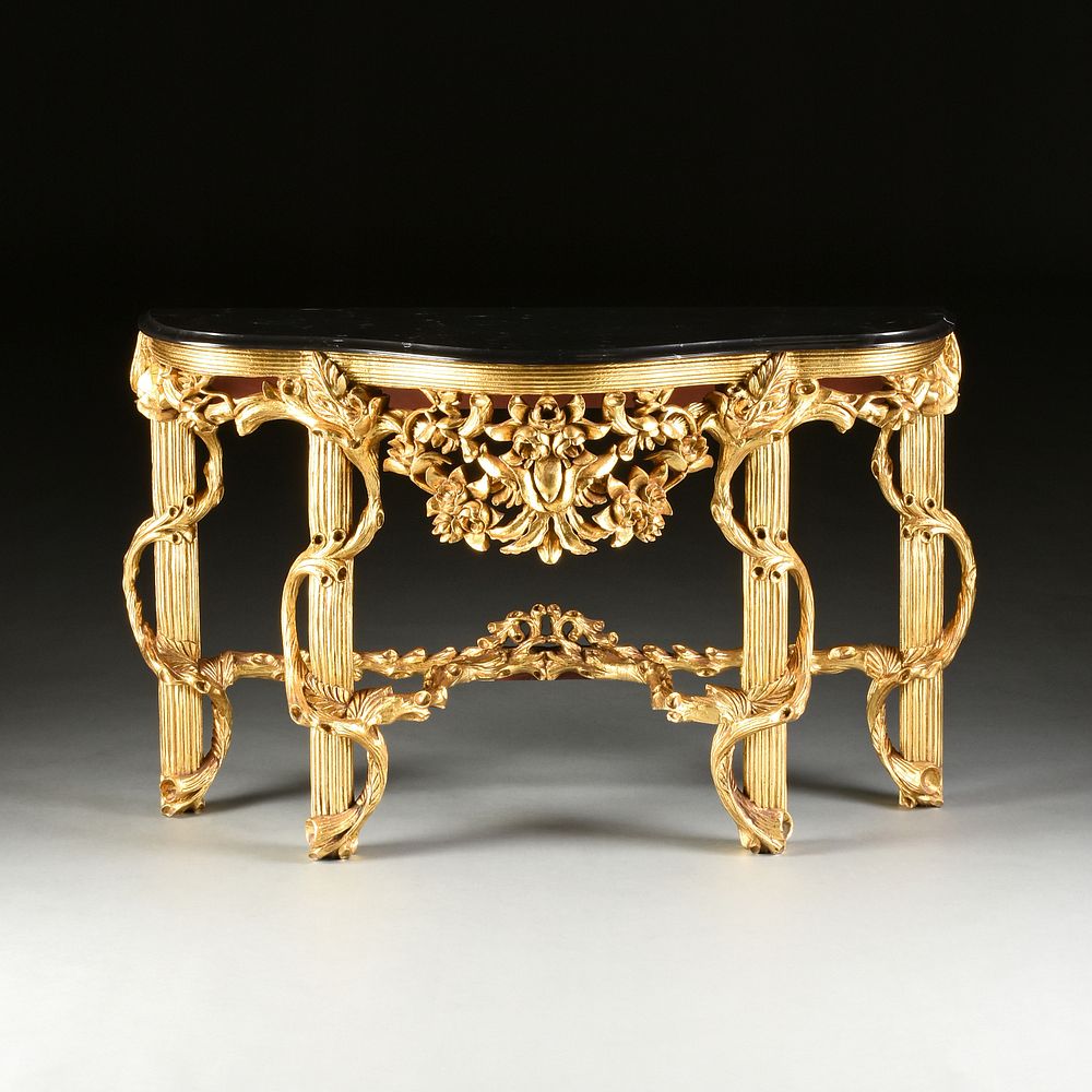 Appraisal: A NEOCLASSICAL STYLE MARBLE TOPPED AND PARCEL GILT CARVED WOOD