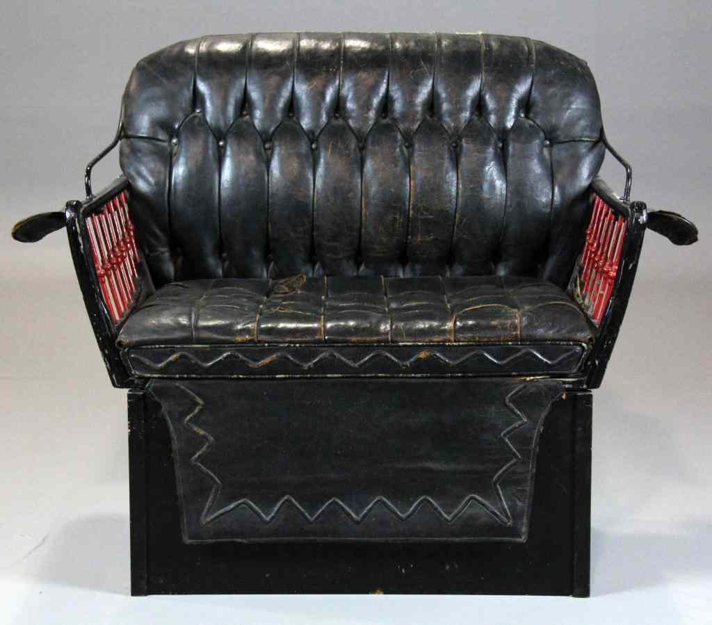 Appraisal: American Leather-covered Buggy SeatStuffed with horsehair with tufted seatback and