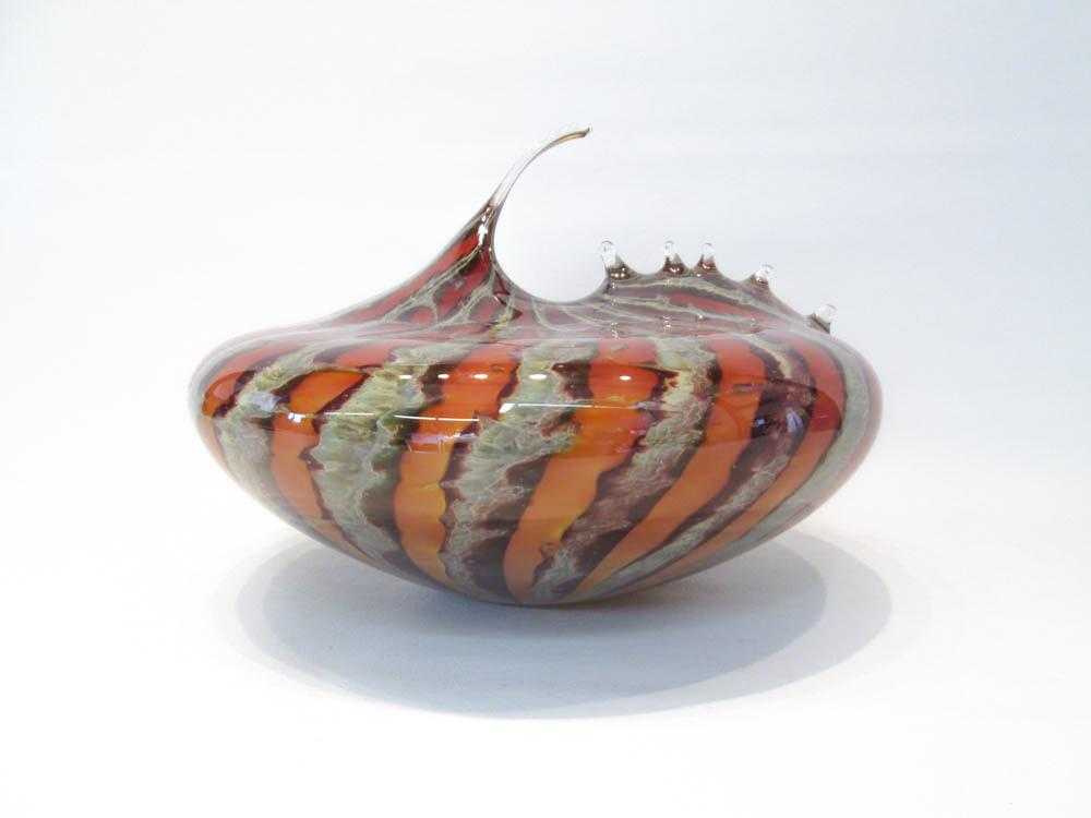 Appraisal: STUDIO ART GLASS VESSEL organic form artist signed Diameter inches