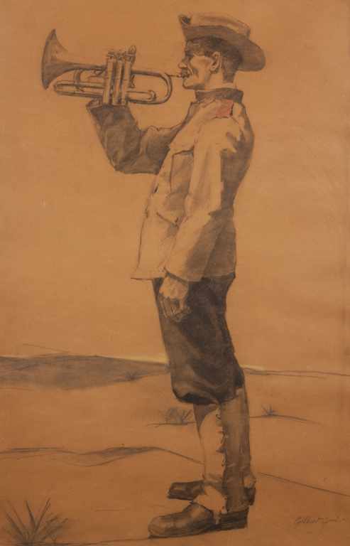 Appraisal: Gilbert William Gaul American - Bugler charcoal on pastel on