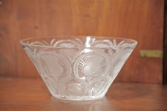 Appraisal: LALIQUE BOWL Thistle pattern bowl with tapered sides '' h