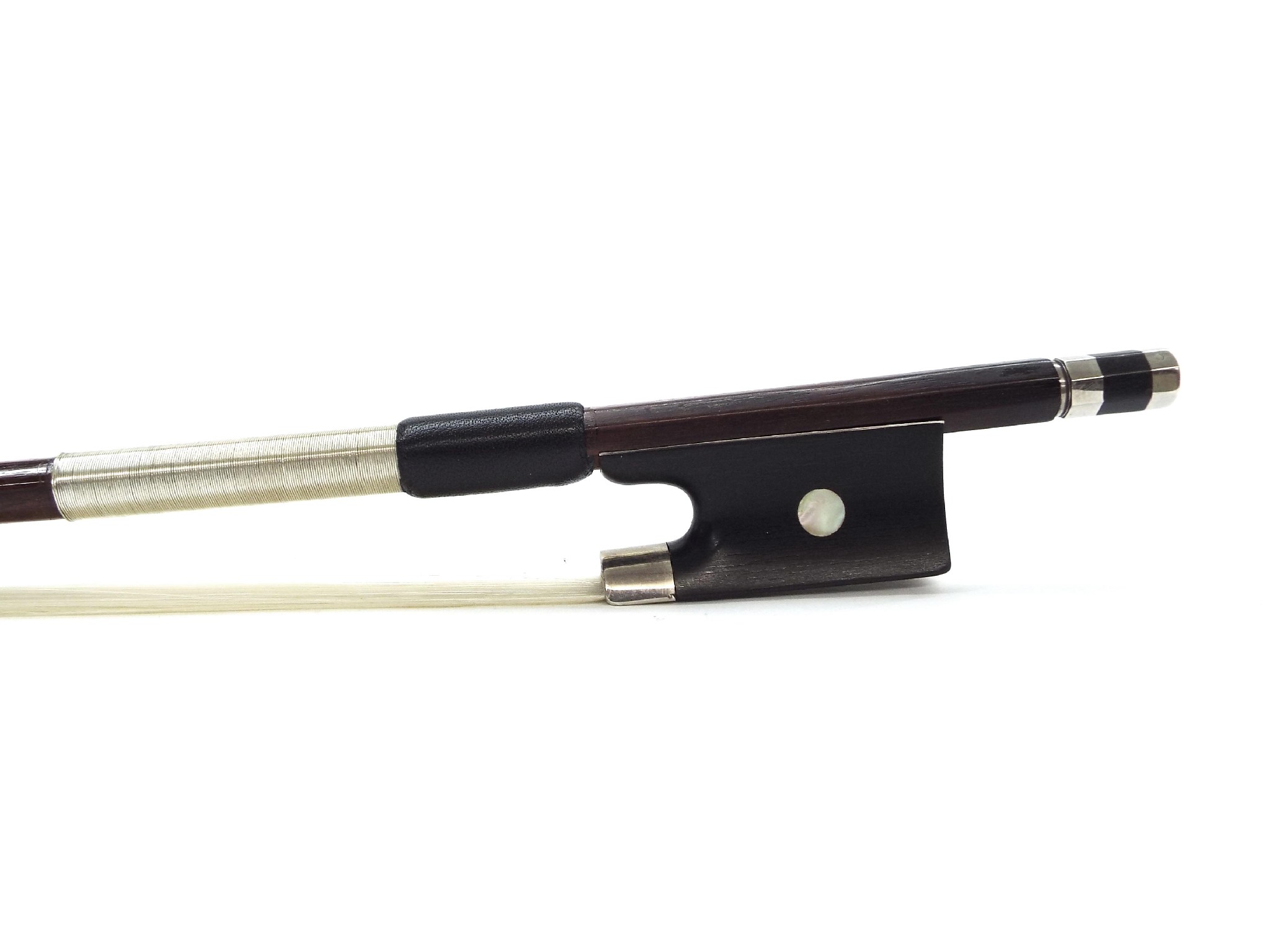 Appraisal: Good German silver mounted violin bow unstamped the stick round