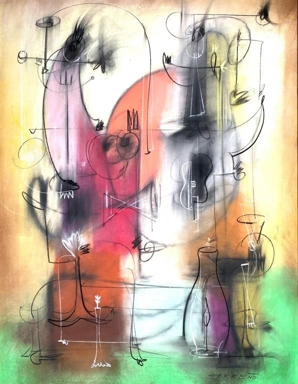 Appraisal: Abstract pastel on paper by Antonio Carreno b Dominican Republic