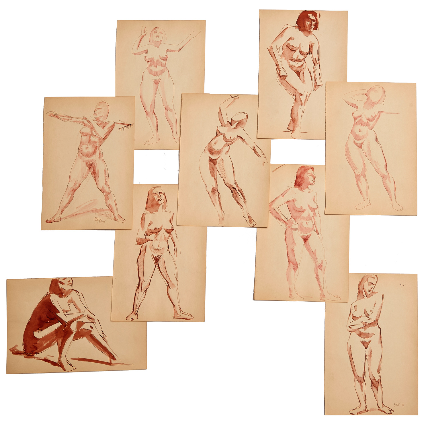 Appraisal: HENRY GLINTENKAMP DRAWINGS Henry Hendrik Glintenkamp American - Nude Studies