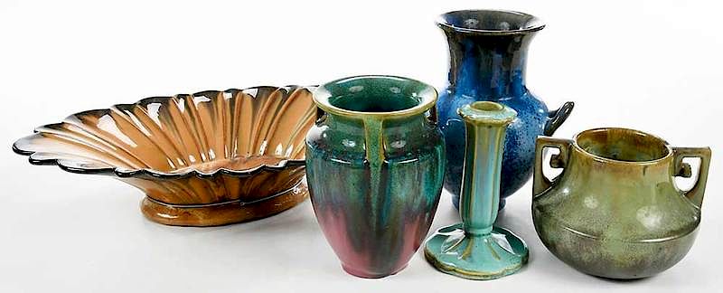 Appraisal: Five Pieces Fulper Pottery American th century all signed Fulper