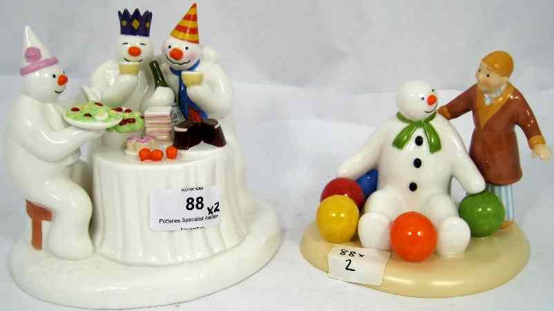 Appraisal: Coalport Snowman figures The Merry Trio and Soft Landing boxed