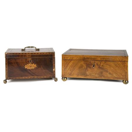 Appraisal: George III Mahogany Tea Caddy Together with an English Mahogany