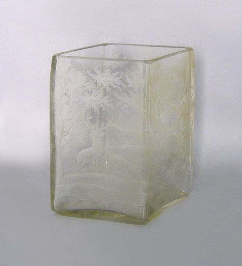 Appraisal: Etched glass vase early th c h w