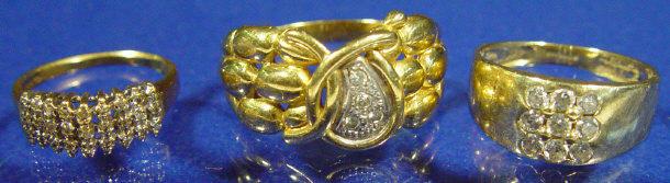 Appraisal: Two gold and diamond designer rings and one other