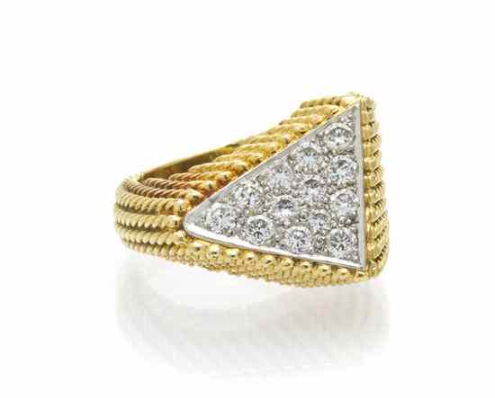 Appraisal: An Karat Yellow Gold and Diamond Ring French retailed by