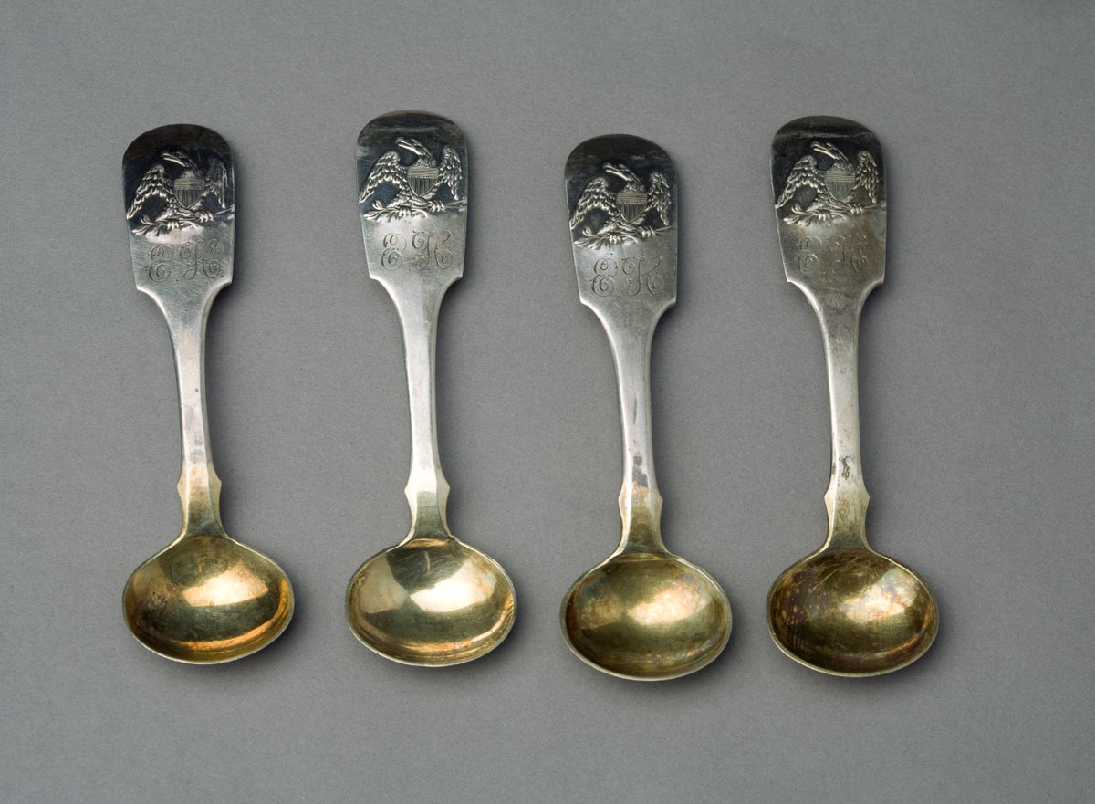 Appraisal: SET OF FOUR AMERICAN SILVER-GILT SALT SPOONS ROBERT WILLIAM WILSON