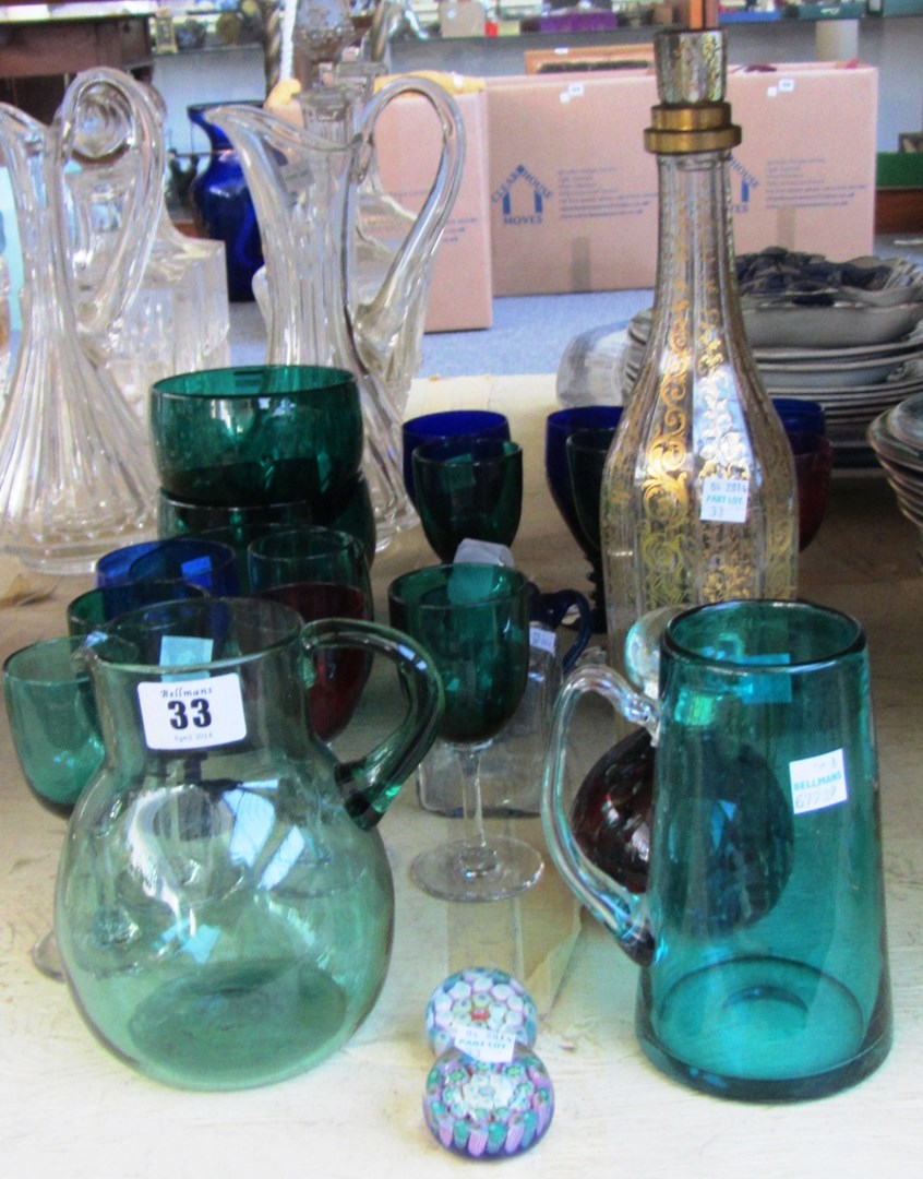 Appraisal: A quantity of coloured glass wares mainly th century including