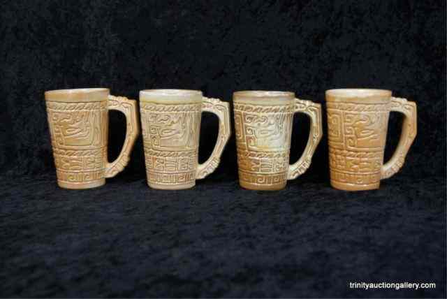 Appraisal: Frankoma ''Mayan-Aztec'' Grand Mug SetThis is for a nice vintage