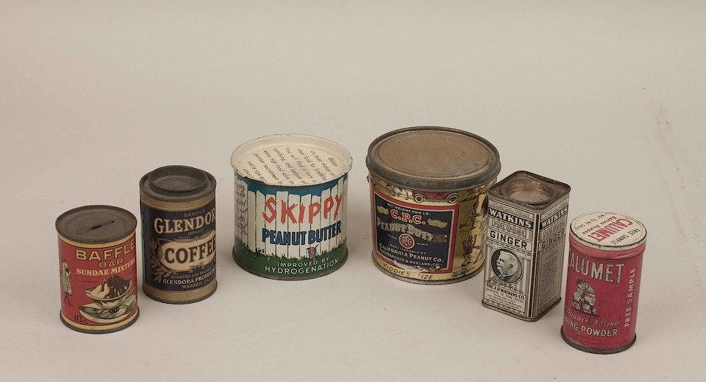 Appraisal: Assorted Vintage Tin Containers Six assorted vintage tin containers comprising