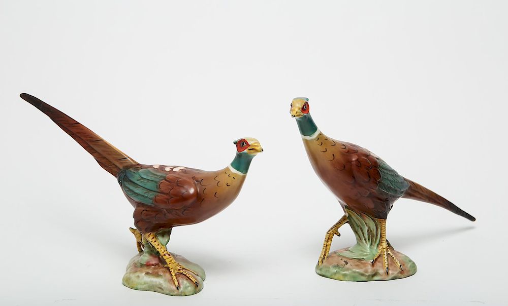 Appraisal: Italian Porcelain Hand-Painted Pheasant Figures Italian porcelain hand-painted pheasant figures