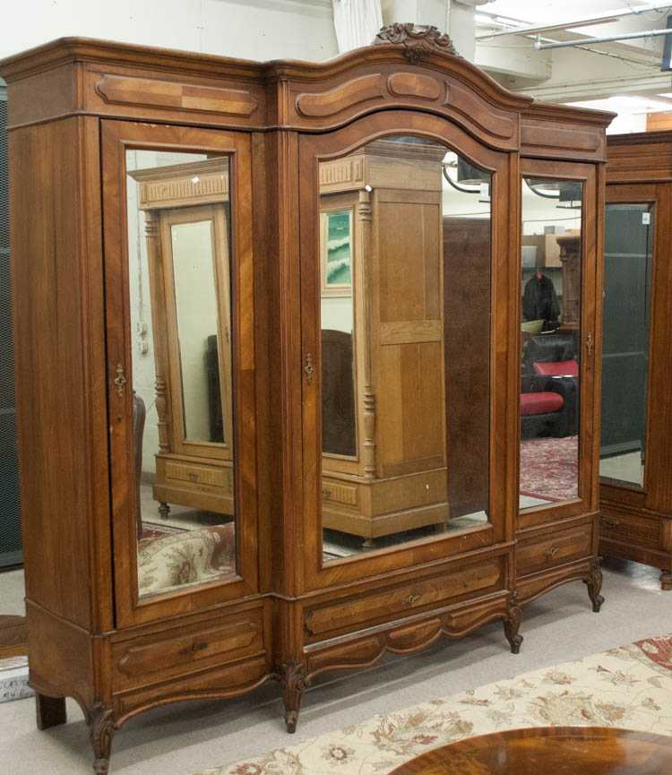 Appraisal: LARGE LOUIS XV STYLE THREE-DOOR ARMOIRE Continental late th century