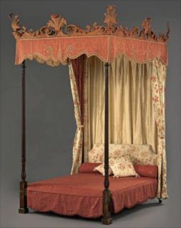 Appraisal: George III upholstered mahogany tester bed th c photo of