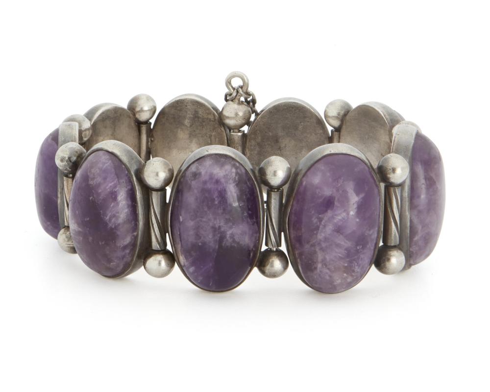 Appraisal: A Hector Aguilar amethyst and silver bracelet - Taxco Mexico