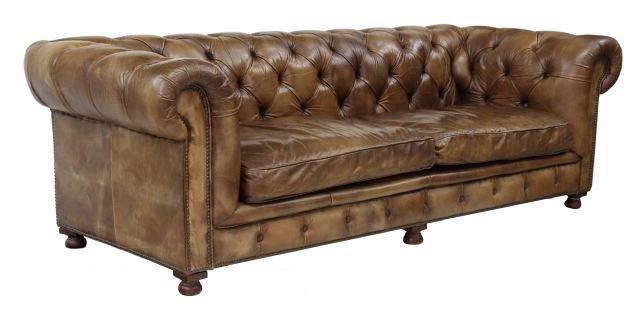 Appraisal: English Chesterfield sofa Halo Living Company th c button-tufted brown