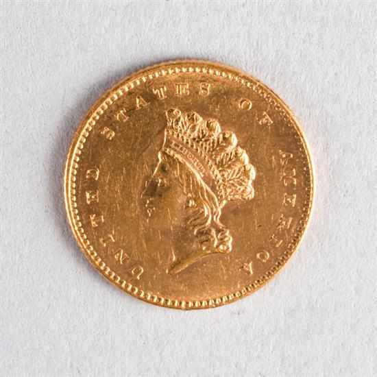 Appraisal: United States Indian Head Type II gold dollar AU- showing