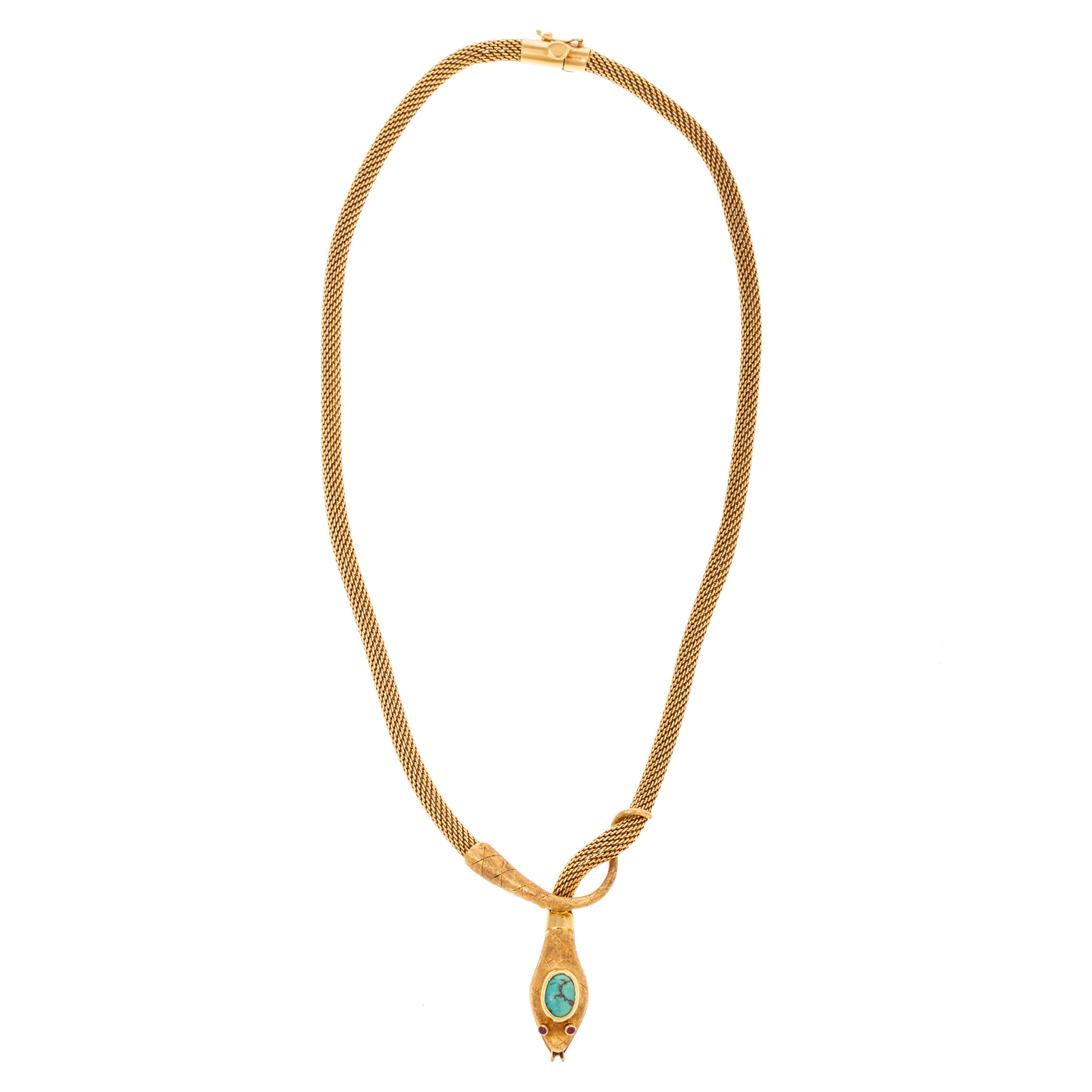 Appraisal: AN IMPRESSIVE TURQUOISE SNAKE NECKLACE IN K K yellow gold